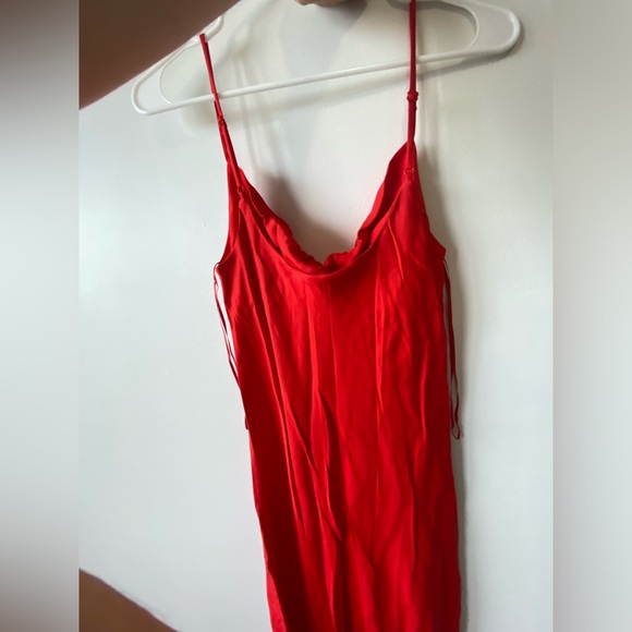 Zara bright Red Satin Effect Lingerie Style maxi Cowl Neck Dress Size XS NWT - Picture 15 of 16